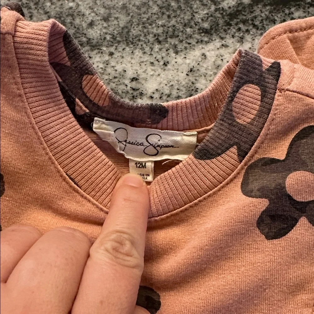 Jessica Simpson sweatshirt dress and‎ Easy Peasy Jeans 12 month baby girl outfit